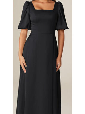 AW BRIDAL SZ 8 M black satin Etta bridesmaid formal prom maxi dress NEW 0B10